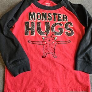 5 for $30! Carter's Red and Black Monster Hugs Long Sleeve Tee